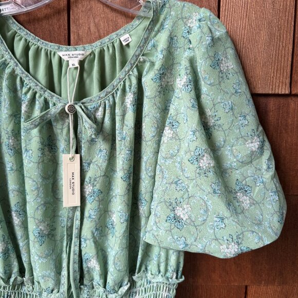 NWT Max Studio London Mint Green Bubble Sleeve Tiered Maxi Dress - Women's XL - Picture 5 of 16